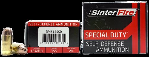 SinterFire Special Duty Brass 45 ACP 155 Grain 20 Rounds LFFHP