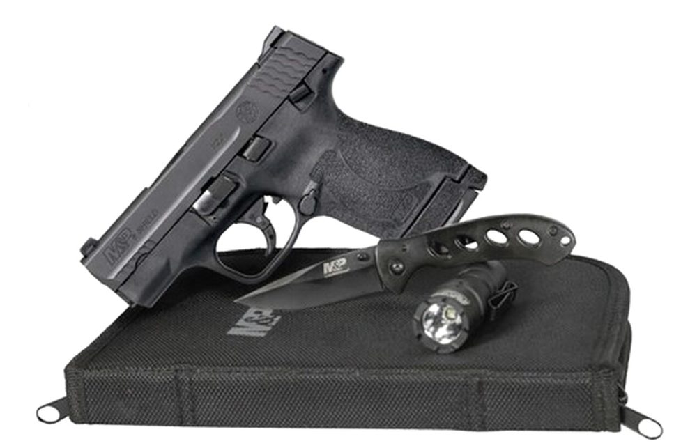 Smith & Wesson M&P9 Shield 2.0 EDC 9mm 3" Barrel, Knife, Light and Zipper Pouch, 2- 8rd Mags