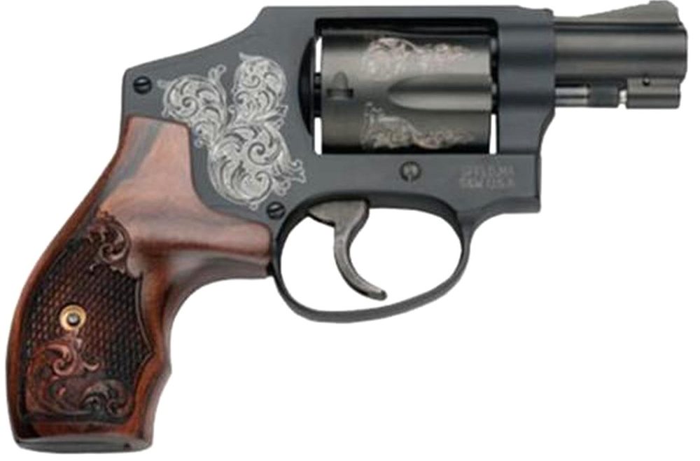 Smith & Wesson SW Model 442 38 SPL 1 7/8" Snub Nose Barrel, Engraved Black & Grip, 5 Shot