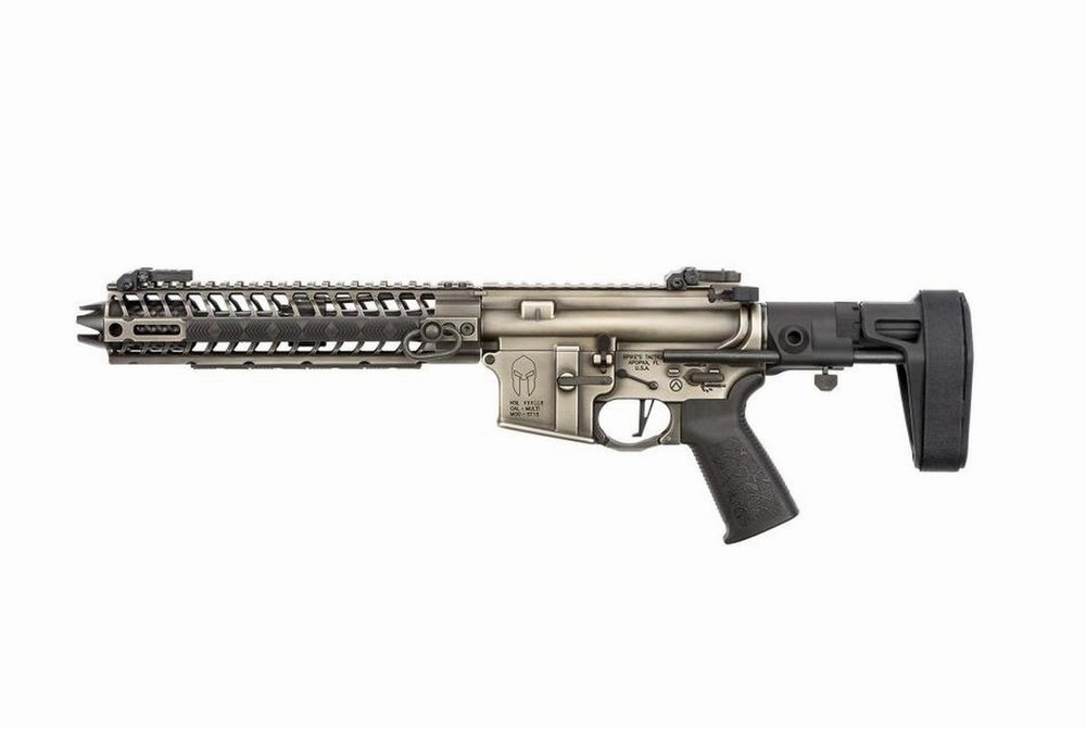 Spike's Spartan Pistol, Maxim Brace 556/223, 8" Barrel, 10" M-LOK Rail, Nickel Boron Battleworn Finish 30rd Mag