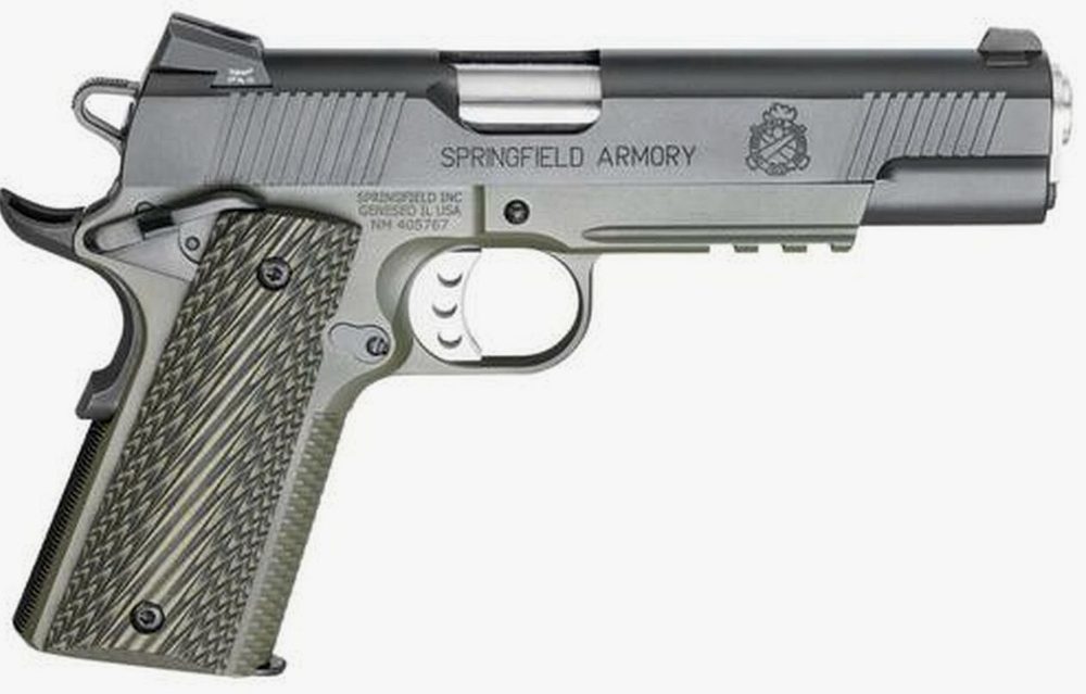 Springfield 1911 Loaded M.C. Operator 45 ACP 5" Barrel OD Green Frame, G10 Grips 7rd Mag