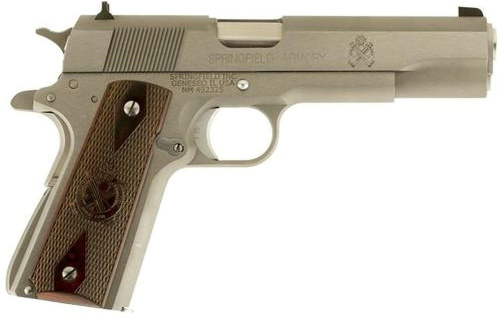 Springfield 1911 Mil-Spec 45 ACP 5" SS Barrel Combat 3-Dot Sights SS Frame/Slide 7rd Mag - CA Compliant