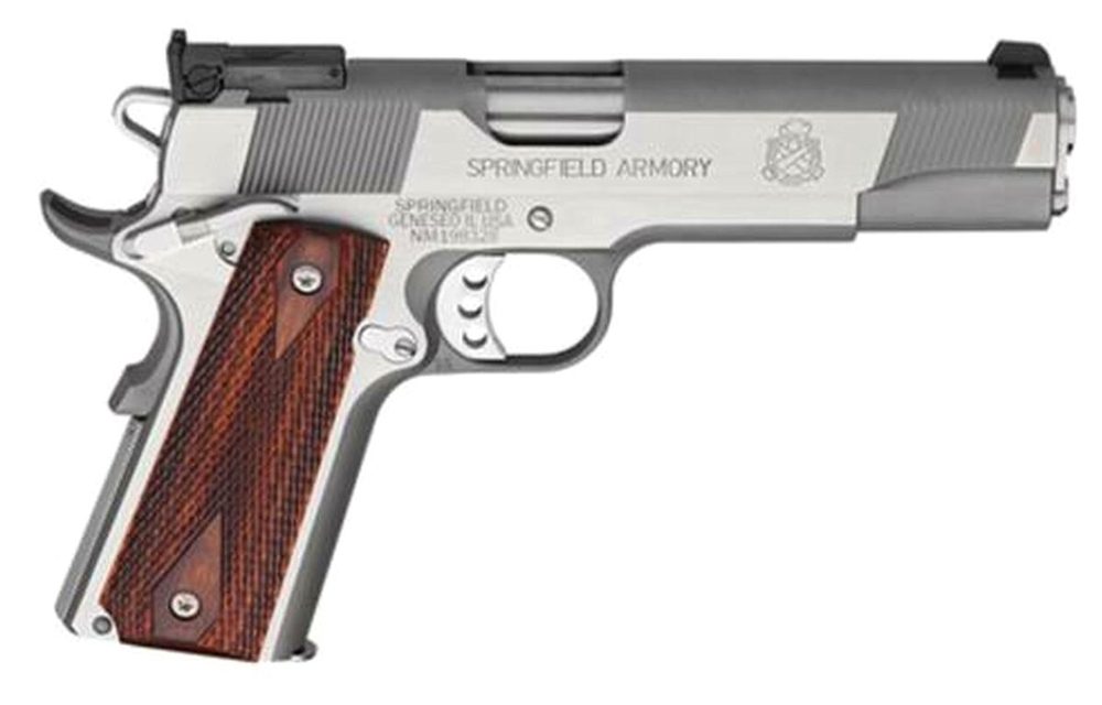 Springfield 1911 Service Target Pistol 45 ACP, 5", Cocobolo Wood Grip, Stainless Finish, 7 Rd