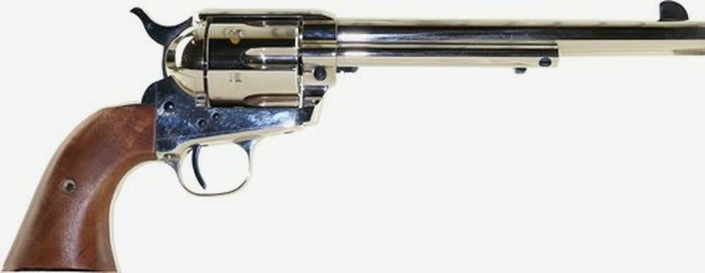 Standard Mfg Single Action Revolver 45 Colt 7.5" Barrel, Nickel Plated, Walnut 1 Pc Grip