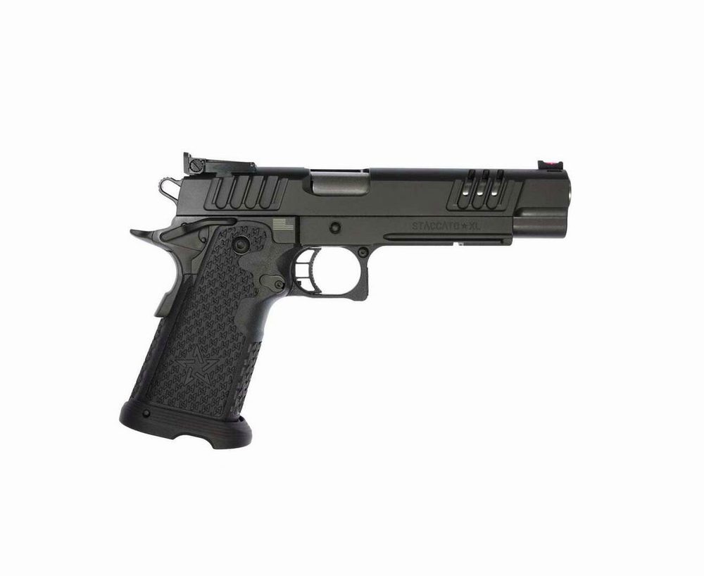STI Staccato XL 9mm, 5.4" Bull Barrel, Fiber/Adj. Sights, Black DLC, 17/20rd