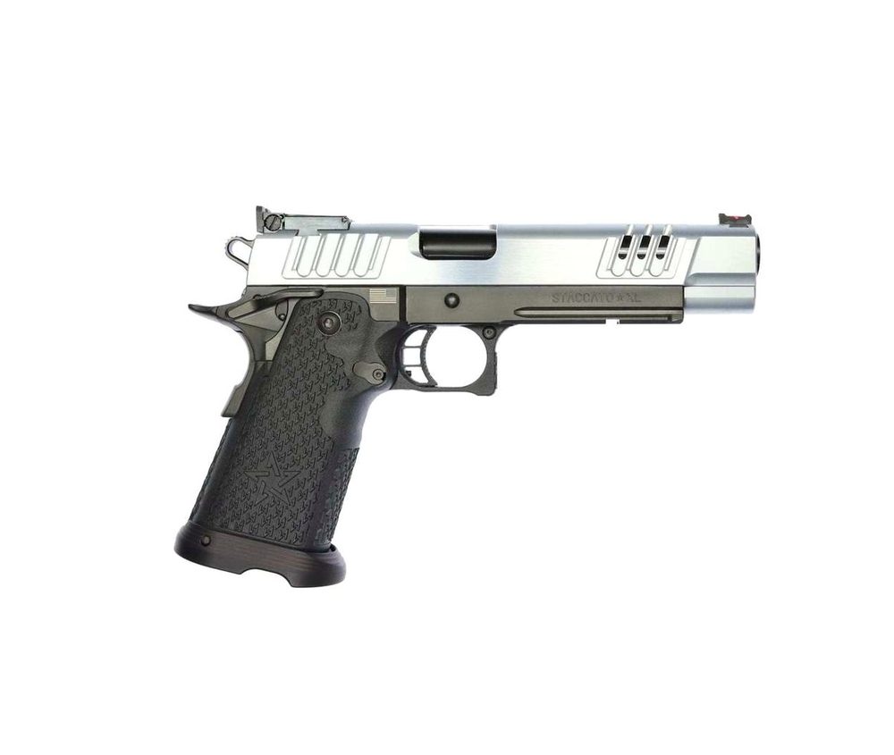 STI Staccato XL 9mm, 5.4" Bull Barrel, Fiber/Adj. Sights, Chrome/DLC, 17/20rd