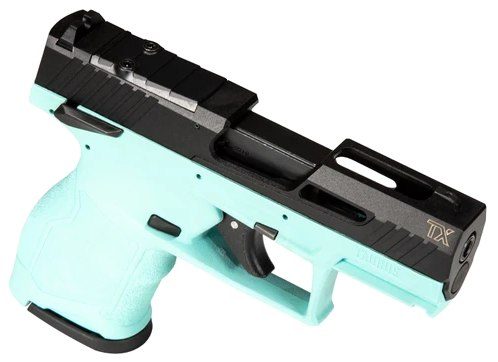 Taurus TX22 Compact 22 LR, 3.6" Threaded Barrel, Cyan Frame, Black Slide, 13rd