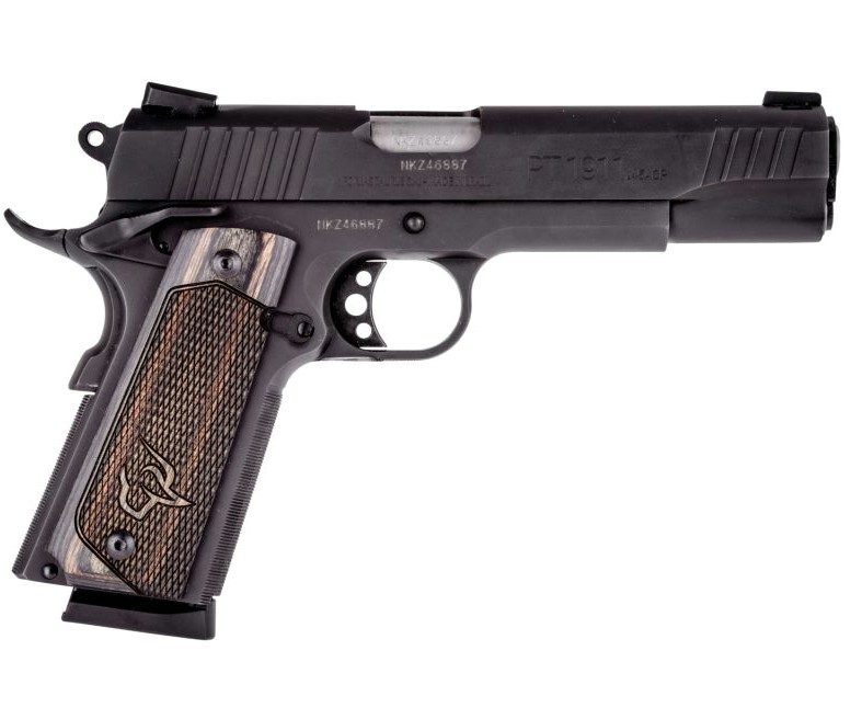 Taurus 1911, 45 ACP, 5" Barrel, 8rd, Novak Sights, Walnut Grips, Black