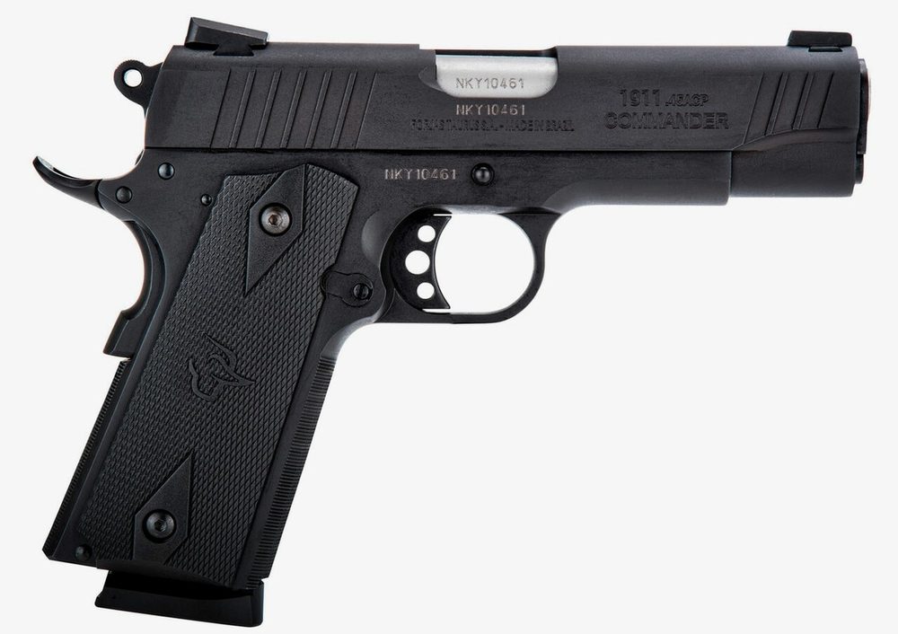 Taurus 1911 Commander, 45 ACP, 4.2" Barrel, 8rd, Novak Sights, Walnut Grips, Black