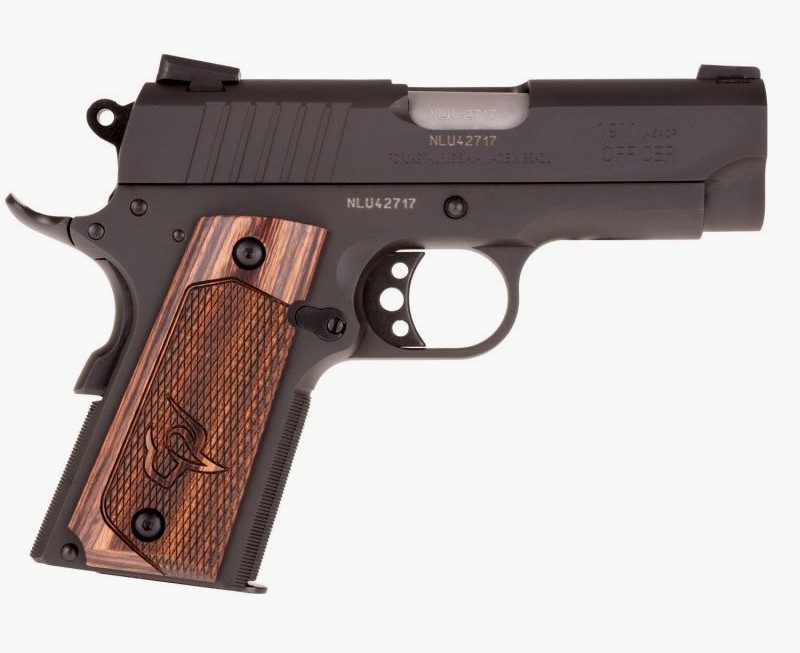 Taurus 1911 Officer, 45 ACP, 3.5" Barrel, 6rd, Novak Sights, Walnut Grips, Black