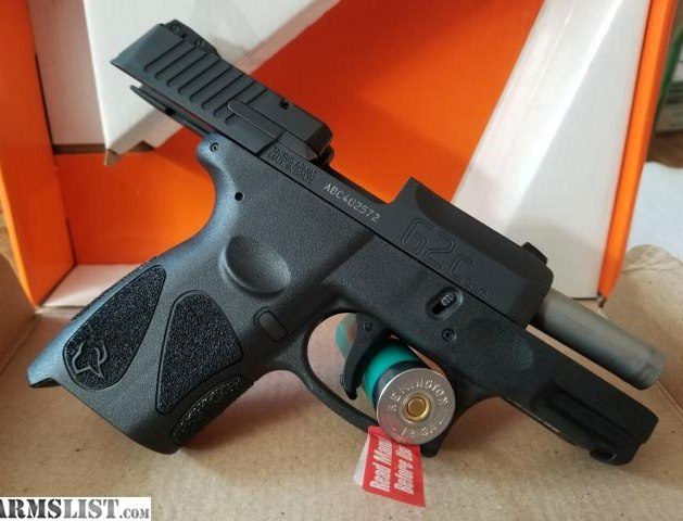 Taurus G2c 9mm, 3.2" Barrel, Night Sights, Black, Blued Stainless Steel Slide, 10rd