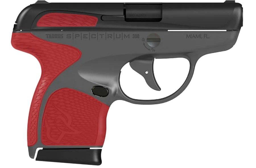 Taurus Spectrum, .380 ACP, 2.8" Barrel, 6rd, Gray Frame, Red Grips and Black Slide