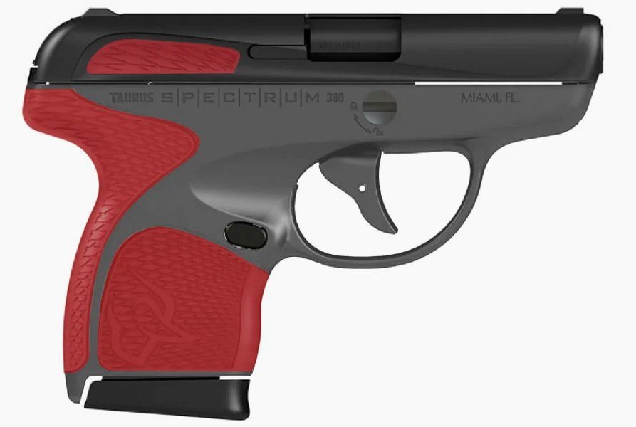 Taurus Spectrum, .380 ACP, 2.8" Barrel, 6rd, Gray Frame, Red Grips and Stainless Slide