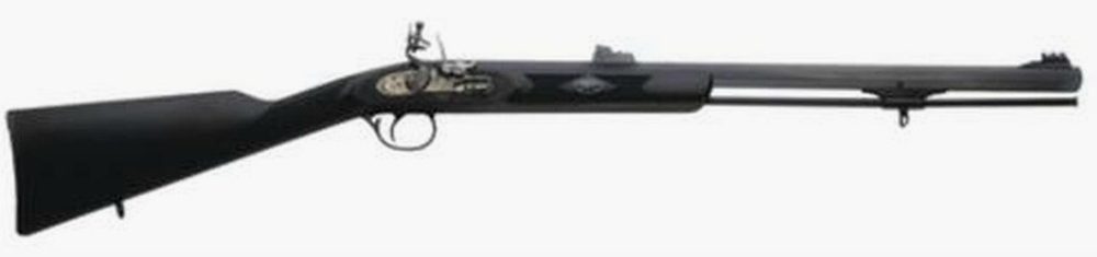 Traditions Black Powder Deerhunter Muzzleloader .50 Caliber Flintlock 24" Blue Octagonal Barrel Williams Metal Fiber Optic Sights Black Synthetic Stock