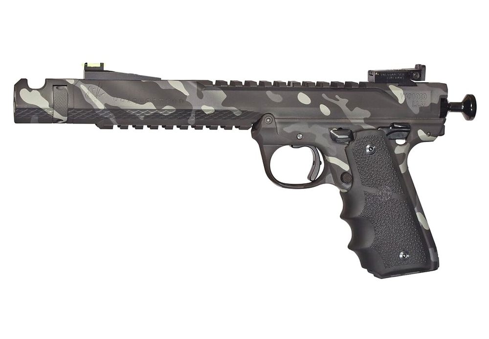 Volquartsen Black Mamba .22 LR, 6" Barrel, Hi-Viz Front & Target Rear, Black Arctic Camo