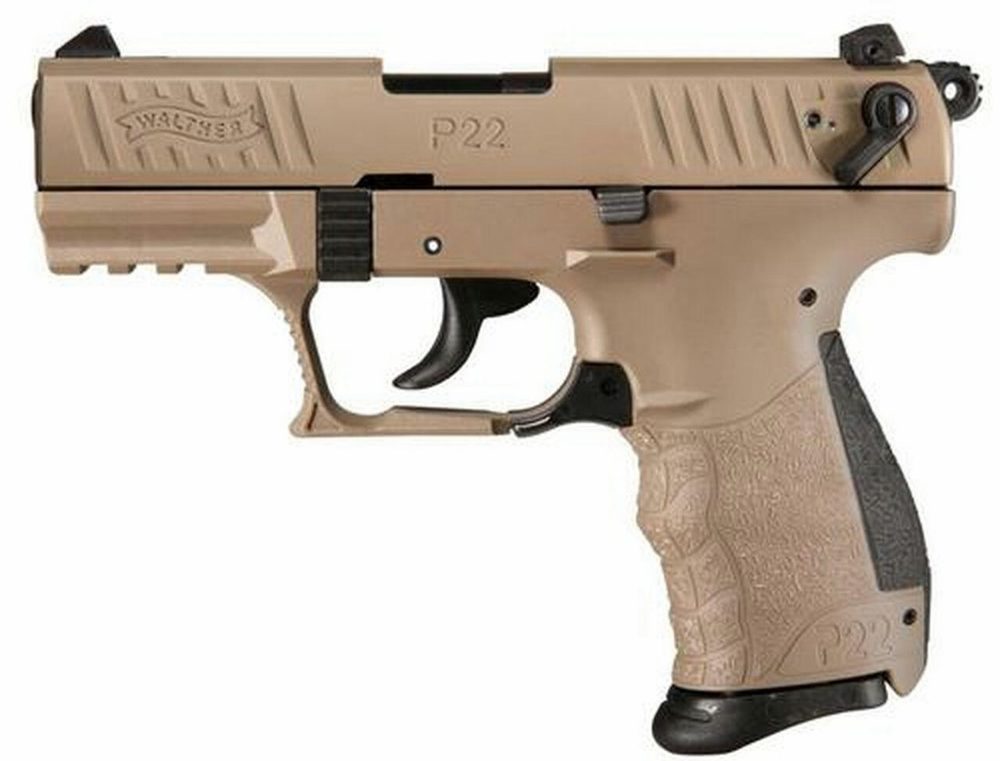 Walther P22 QD, .22 LR, 3.42" Barrel, 10rd, Manual Safety, Flat Dark Earth