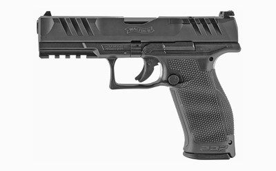 Walther, PDP, Optics Ready, Semi-automatic, Polymer Frame, Striker Fired, Full Size Frame, 9mm, 4" Barrel, Black, Adjustable Rear Sight, 18Rd