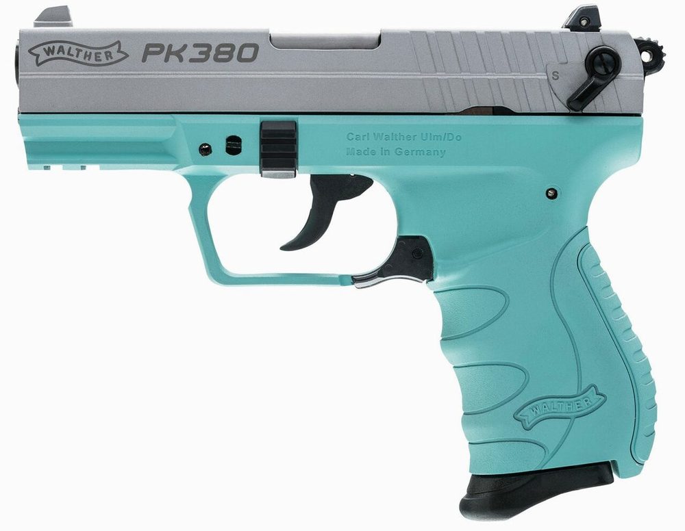 Walther PK380 .380 ACP 3.6" Barrel, 3-Dot, Stainless, Angel Blue, 8rd