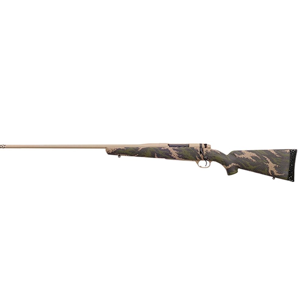 Weatherby Mark V Back Country 257 Weatherby Mag, 26" Barrel, Carbon Fiber Green Tan Sponge Patterns, McMillan Tan Cerakote, Left Hand, 3rd