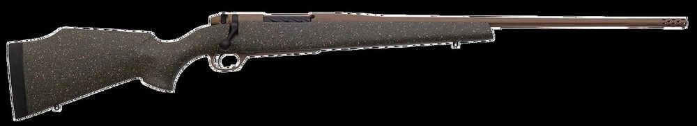 Weatherby Mark V Weathermark LT 6.5 Weatherby RPM, 26" Barrel, Steel Barrel, Green Black And, Flat Dark Earth, Fiberglass Stock, 3rd