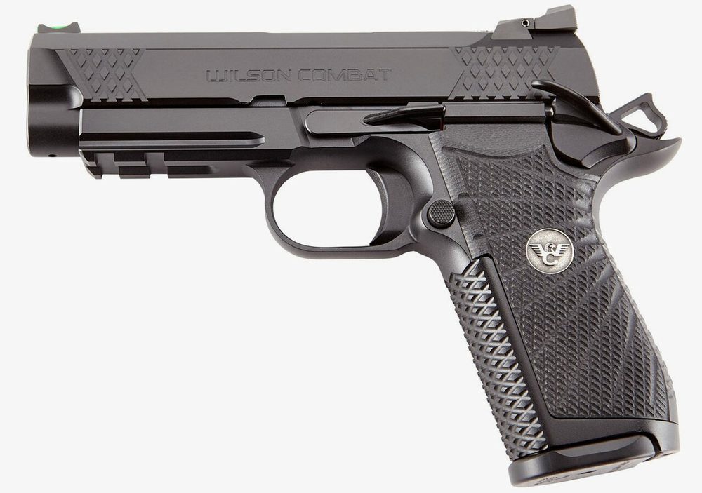 Wilson Combat EDCX9 9mm, 4" Barrel, Black Armor Tuff Finish, Green FO, Black, 15rd
