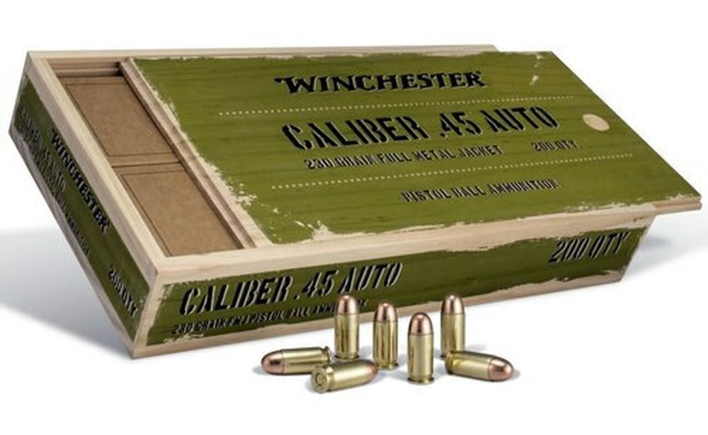 Winchester Limited Edition .45 ACP 230gr FMJ Ammo in Collectible Wood Box