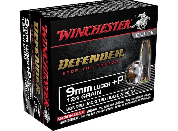 Winchester Defender 9mm Luger +P Ammo 124 Grain Winchester PDX1 Bonded Jacketed Hollow Point 200 rounds