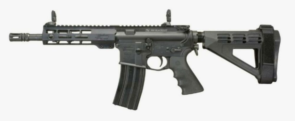 Windham RP9SFS 300 Blackout, 9" Barrel, 1:7 Twist, Flash Hider, Aluminum Receivers, Anodized Finish, Black Color, 5- Position SB Brace, Hogue Pistol Grip, 7" Forearm, Front/Rear Flip Sights, 30Rd, 1 Mag