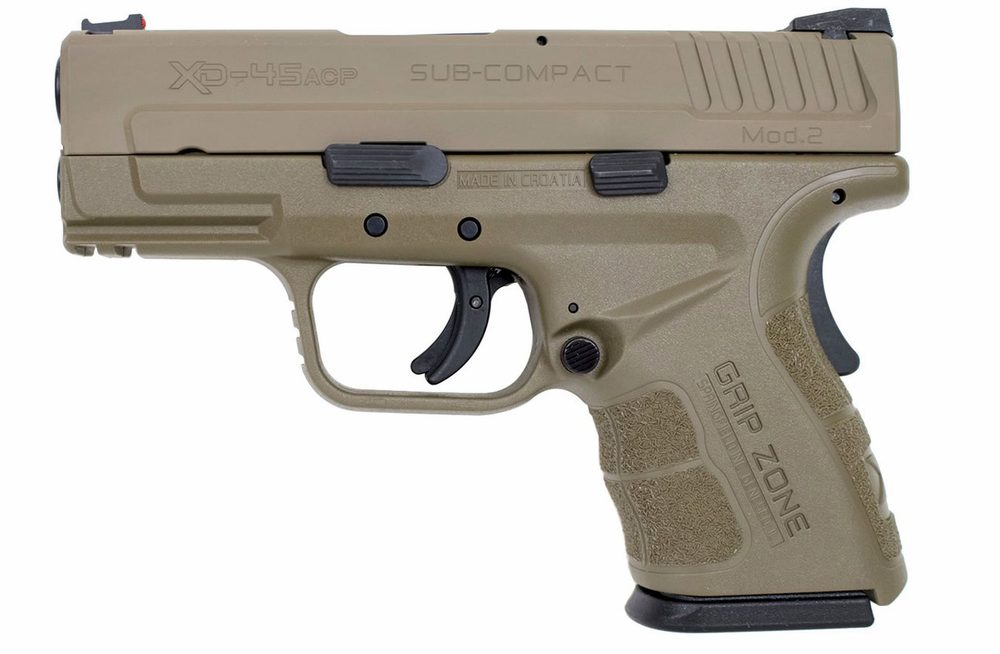 XD Mod.2 45 ACP Sub-Compact with Flat Dark Earth (FDE) Frame and Slide