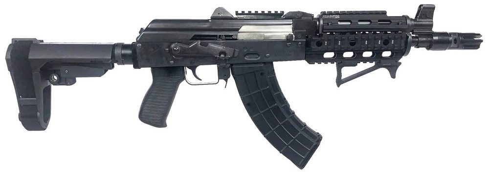 Zastava ZPAP92 AK-47 Pistol 7.62 x 39 10" Barrel W/Night Brake, Top Rail, SBA3 Brace, 30rd Mag