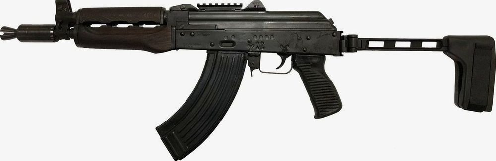 Zastava ZPAP92 AK-47 Pistol 7.62x39mm 10" Barrel, Booster, Dark Wood, Top Rail, SB Tactical FS1913 Folding Brace, 30rd Mag