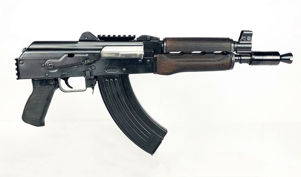 Zastava ZPAP92 With Booster AK-47 Pistol 7.62 x 39 10" Barrel Dark Wood, Top Rail, Rear Rail 30rd Mag