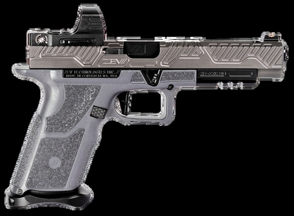 Zev Technologies O.Z-9 Competition 9mm, Single, 5" Barrel, Gray Polymer Grip, Titanium Gray Stainless Steel Slide, 17rd